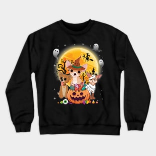 Chihuahua Dog Mummy Witch Moon Ghosts Happy Halloween Thanksgiving Merry Christmas Day Crewneck Sweatshirt